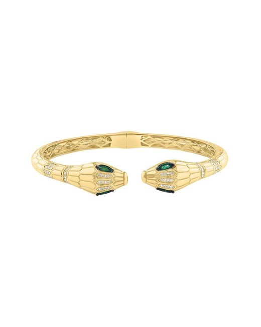 Effy Fine Jewelry Metallic 14K 0.77 Ct. Tw. Diamond & Emerald Bracelet