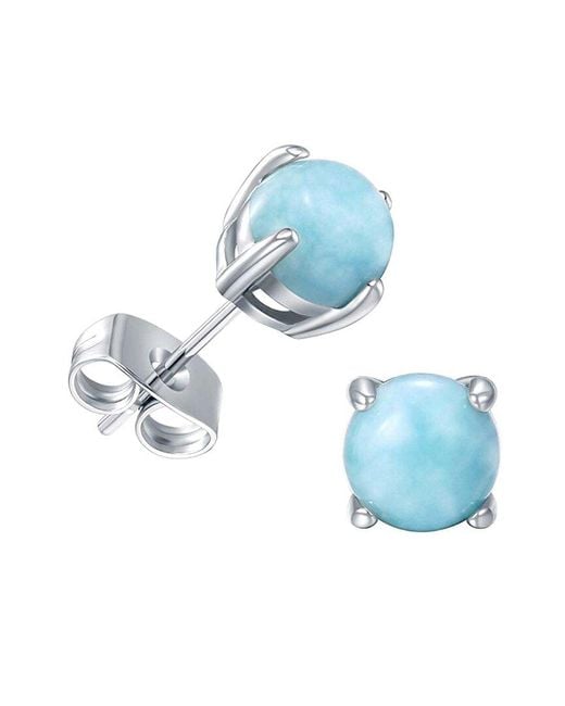 Liv Oliver Blue Silver 1.50 Ct. Tw. Larimar Earrings