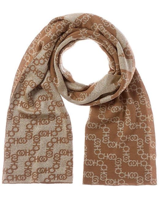 Jimmy Choo Brown Wool-Blend Scarf