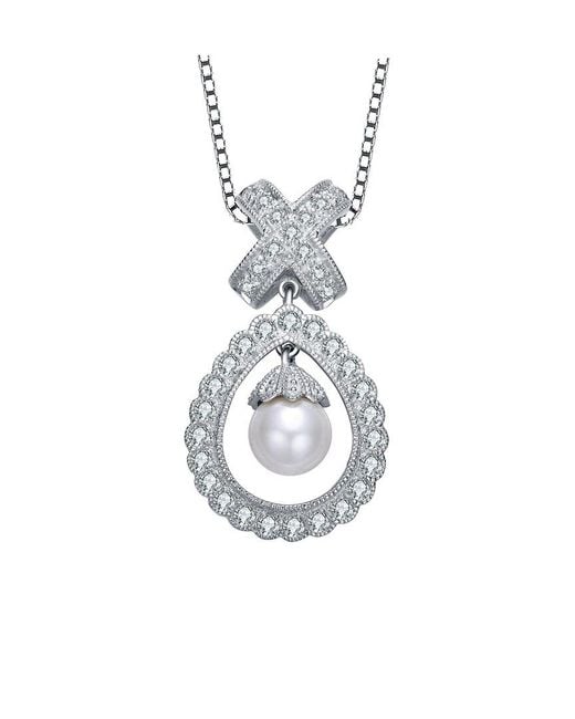 Genevive Jewelry White Silver Cz Pendant