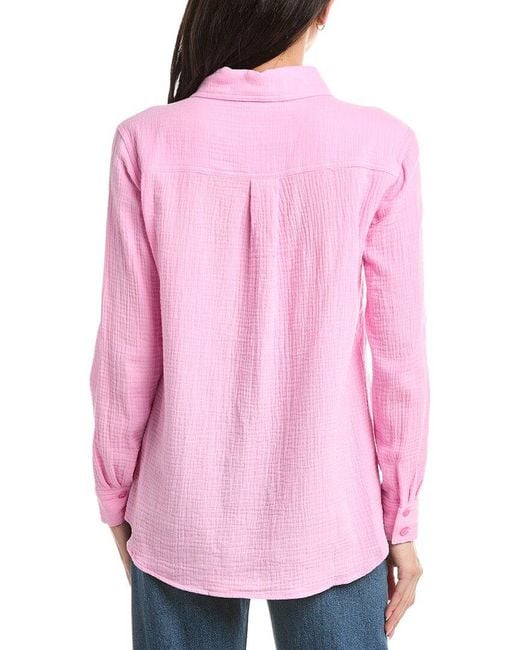 Stellah Pink Kyra Double Gauze Button Down Shirt