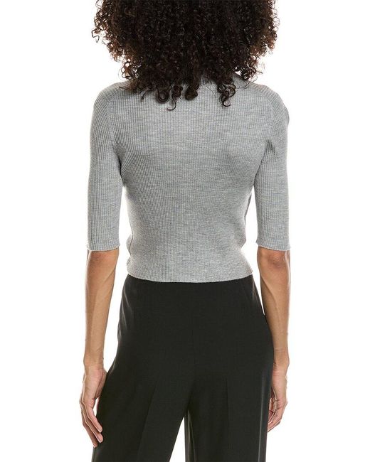 Prada Gray Ribbed Wool & Silk-Blend Polo Shirt