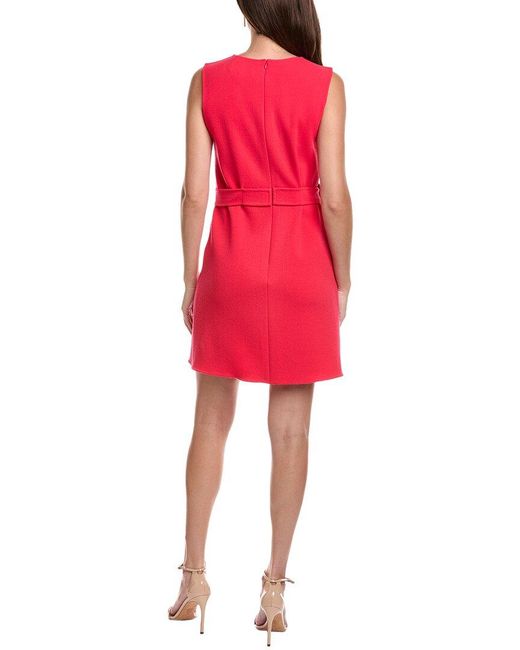 Oscar de la Renta Red Crepe Silk-Lined Wool-Blend Shift Dress
