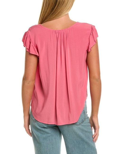 Velvet By Graham & Spencer Red Malta Short Sleeve Knit Top