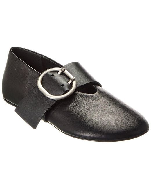 Jil Sander Black Cannolo Buckle Strap Leather Flat