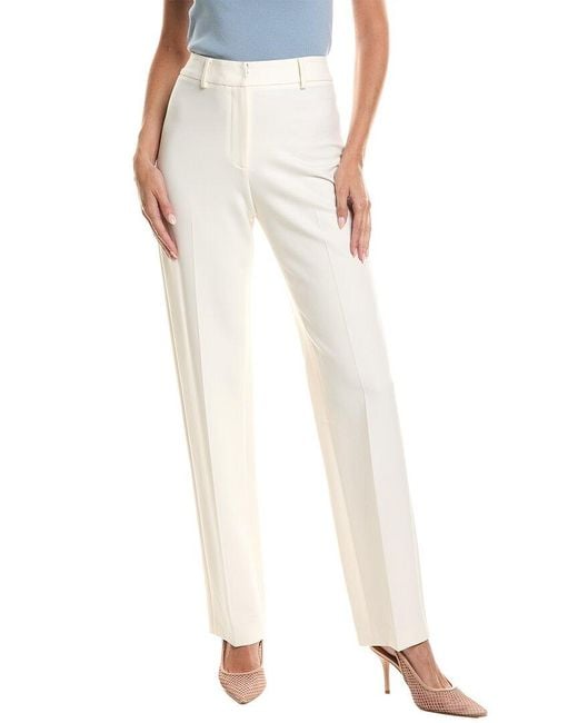Oscar de la Renta White Double Face Stretch Wool-Blend Pant