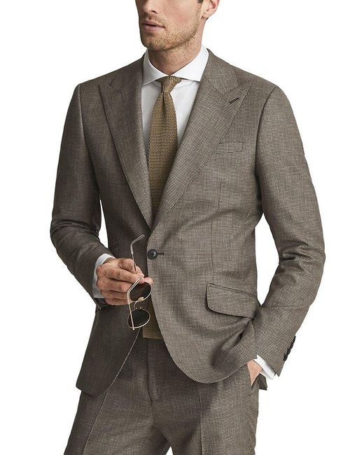 Reiss Brown Dome Wool Suit Jacket for men