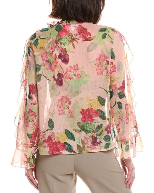 HL Affair Red Ruffle Chiffon Blouse