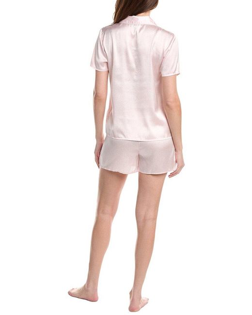 Splendid Pink 2Pc Notch Top & Boxer Set