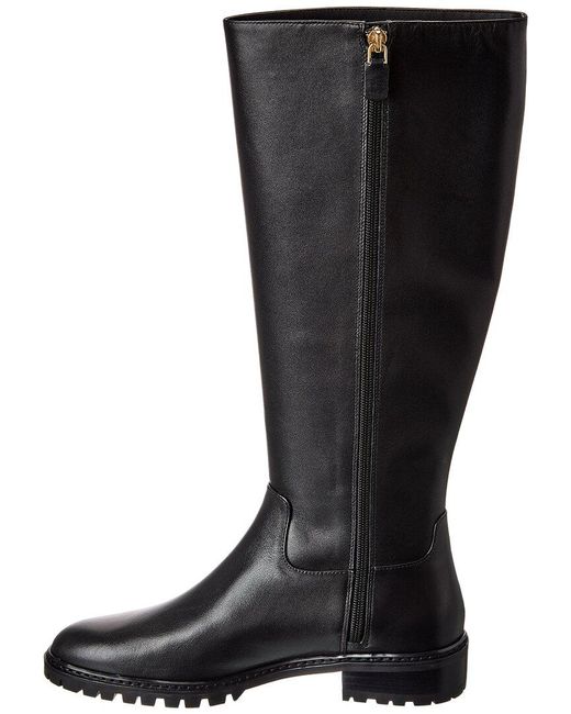 Stuart Weitzman Black City Zip Leather Knee-High Boot