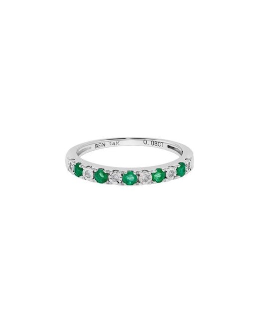 H.J. Namdar Green 14K 0.35 Ct. Tw. Diamond & Emerald Stackable Ring