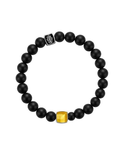 Karma and Luck Black Birthstone Plated Gemstone Stretch Bracelet