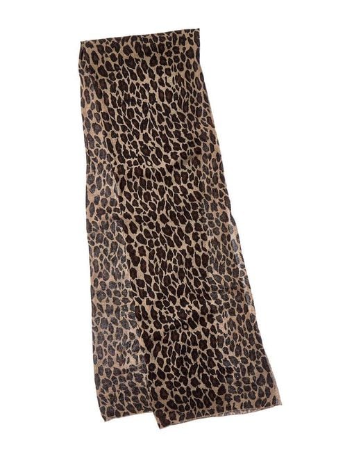 Portolano Brown Animal Print Cashmere Scarf
