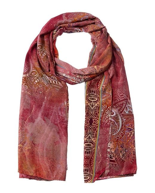La Fiorentina Red Silk-Blend Printed Scarf