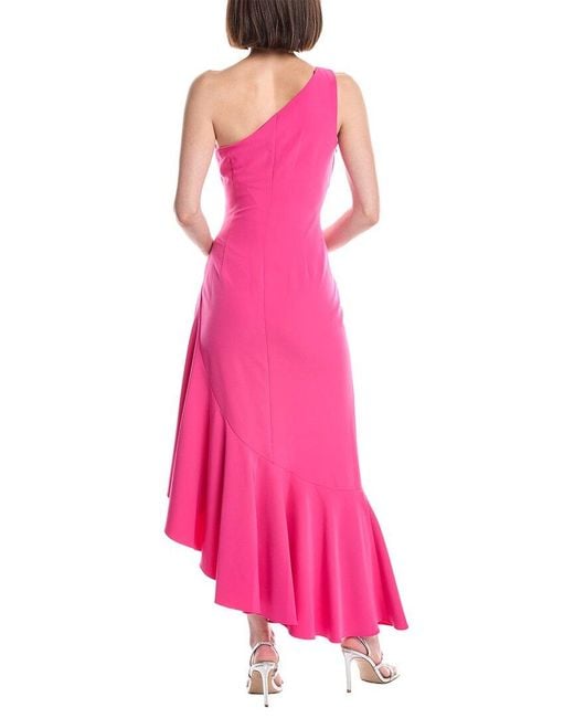 Eliza J Pink One Shoulder Solid Maxi Dress