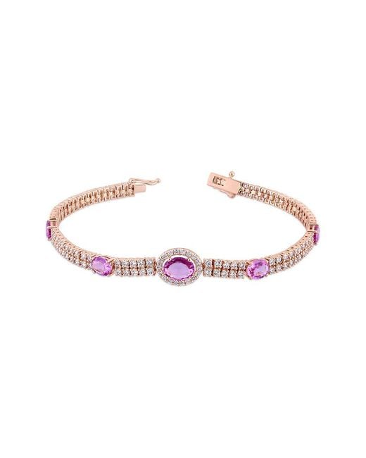 Diamond Select Cuts Pink 14K Rose 6.23 Ct. Tw. Diamond & Sapphire Bracelet