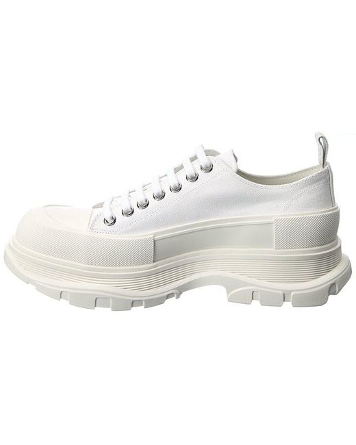 McQueen White Tread Slick Canvas Sneaker for men
