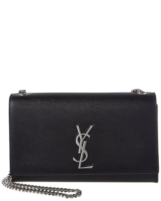 Saint Laurent Kate Monogram Medium Leather Shoulder Bag in Black - Save ...