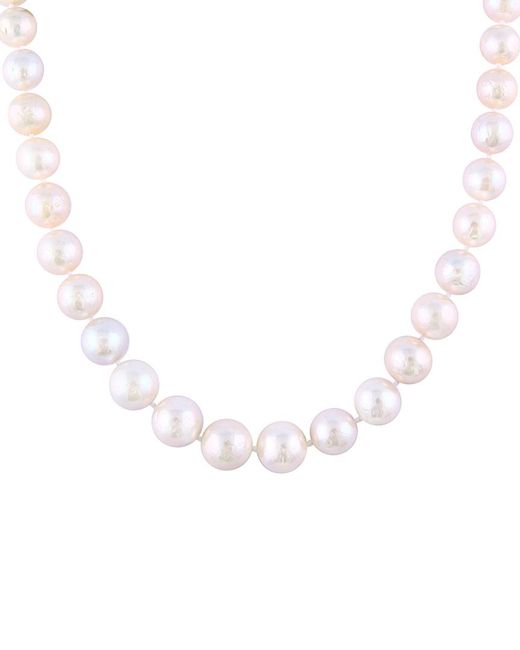 Splendid White Rhodium Plated Silver 11-13mm Pearl Necklace