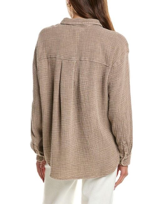 Splendid Natural Gauze Button Down Shirt