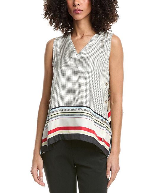 3.1 Phillip Lim Multicolor Ny Liberty Silk Sleeveless Cascade Draped Blouse