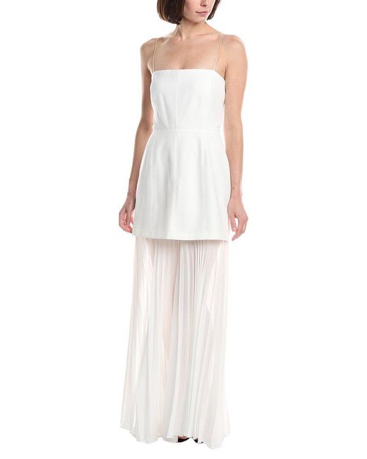 Kenneth Cole White Combo Pleated Midi Dress
