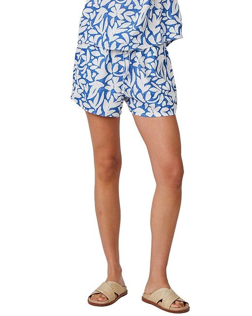 Bella Dahl Blue Ruffle Edge Linen-Blend Short