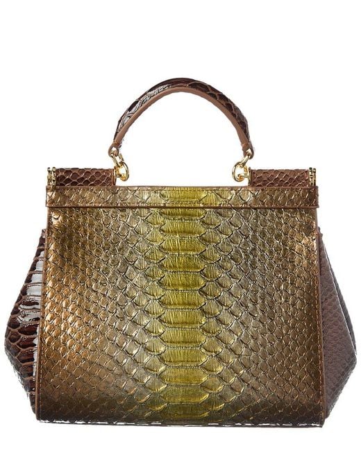 Tiffany & Fred Paris Metallic Python-Embossed Leather Satchel