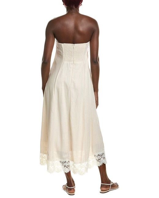 1.STATE Natural Strapless Linen-Blend Dress