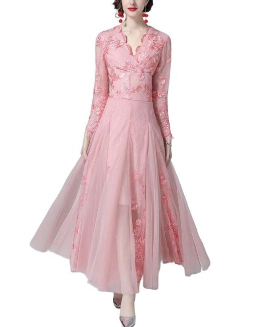 BURRYCO Pink Solid Maxi Dress