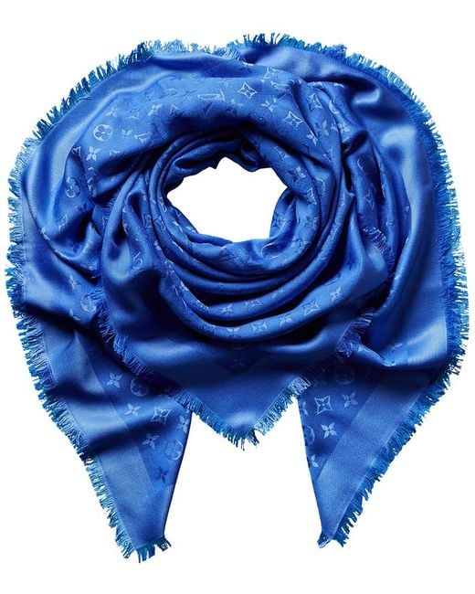 louis vuitton scarf silk blue