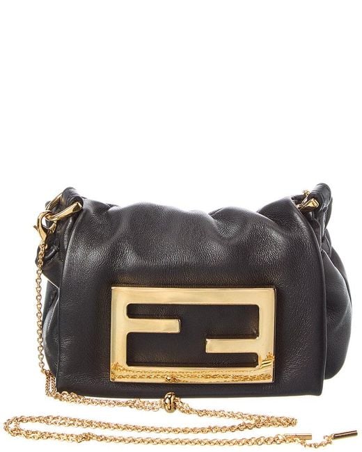 Fendi Gray Nano Baguette Leather Mini Bag