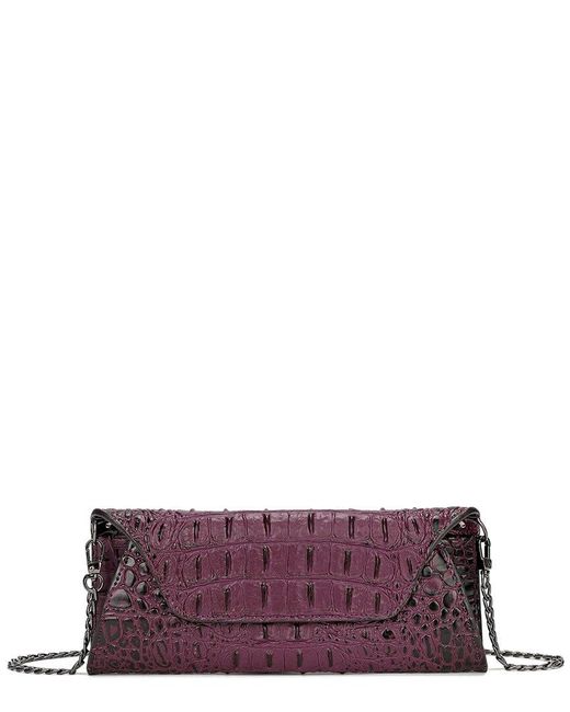 Tiffany & Fred Purple Paris Embossed Leather Clutch