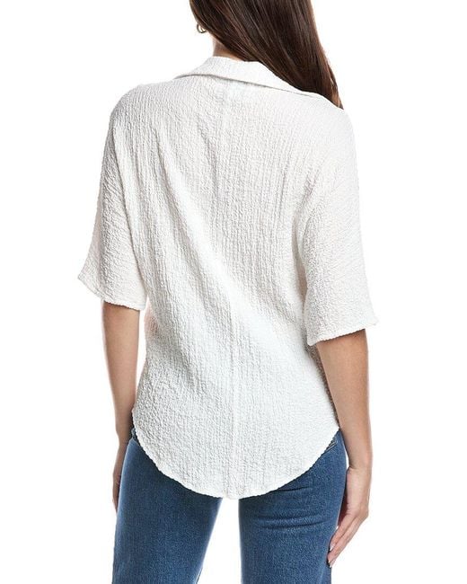 Joseph Ribkoff White Textured Front-Pocket Top