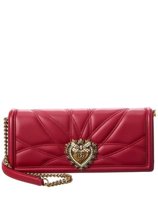 Dolce & Gabbana Red Devotion Leather Baguette