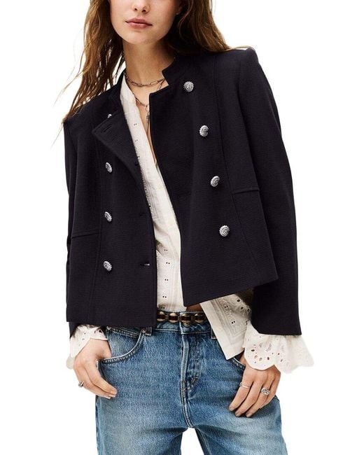 Ba&sh Blue Misly Wool-Blend Jacket