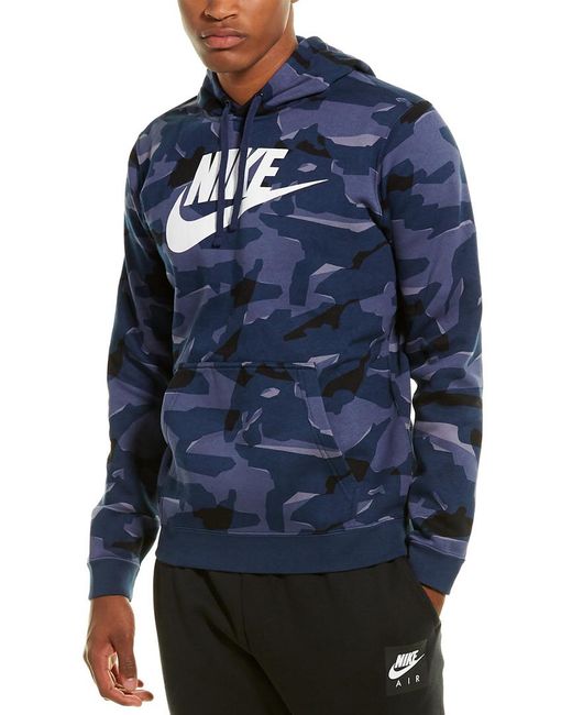 Nike Club Camo Hoodie in Blue for Men | Lyst