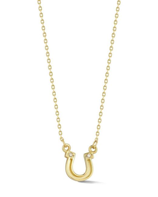 Ember Fine Jewelry Metallic 14k 0.02 Ct. Tw. Diamond Horseshoe Necklace