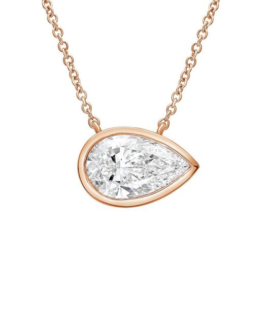 Diana M White Diana M. 14K Rose 15.00 Ct. Tw. Lab-Grown Diamond Solitaire Bezel Pendant