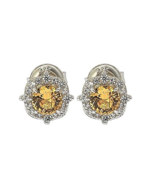 Suzy Levian Metallic Silver Diamond & Sapphire Earrings
