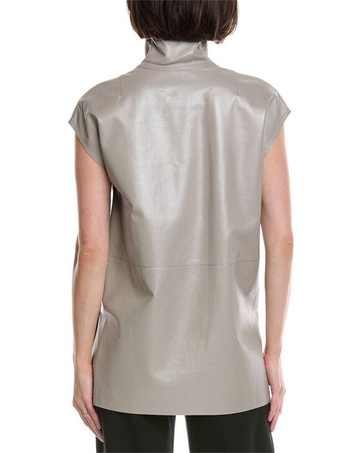 Akris Gray Leather Top