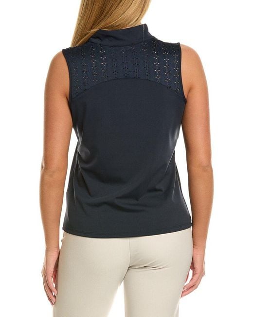 Stella Parker Blue Mock Neck Combo Top