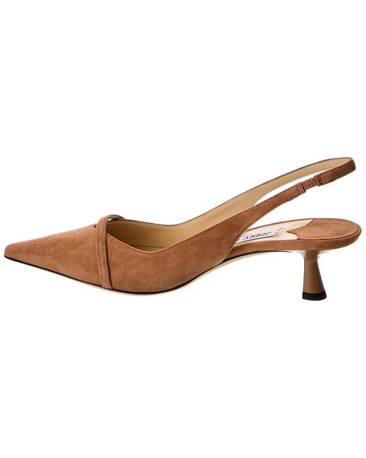 Jimmy Choo Brown Amita 45 Suede Slingback Pump