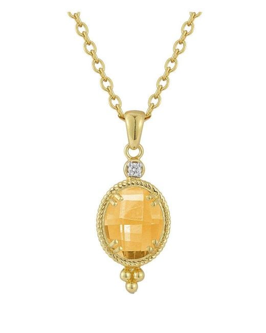 Reiss Metallic 14k 2.49 Ct. Tw. Diamond & Citrine Necklace