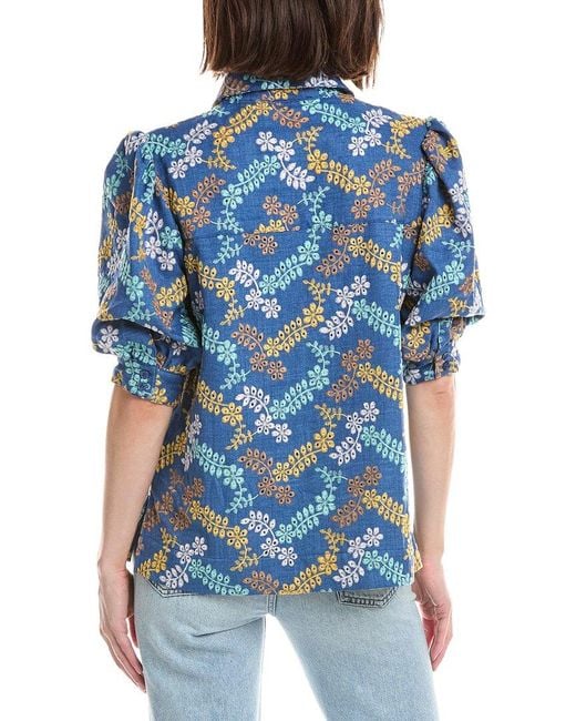 Tahari Blue Button Down Blouse