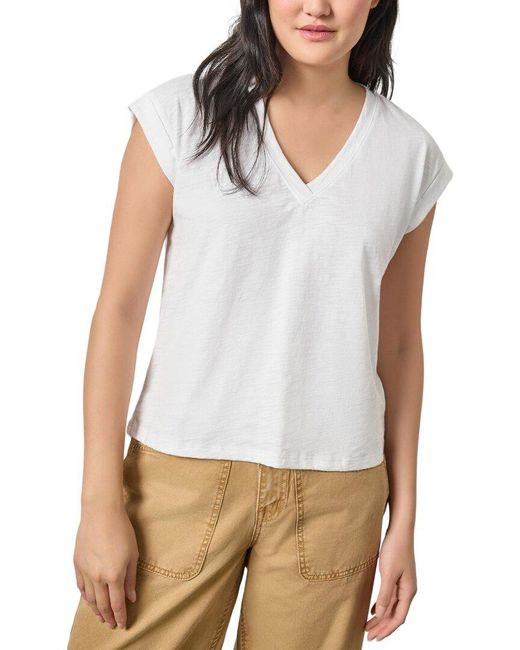 Lilla P White Cuffed Sleeve V-Neck