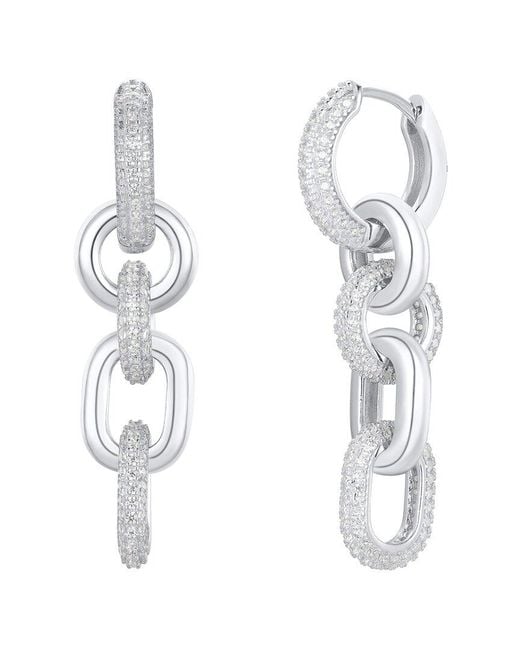 Suzy Levian CZ Jewelry White Suzy Levian Cz Chain Link Drop Dangle Earrings