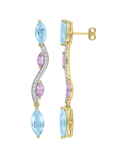 Rina Limor Blue Plated 8.54 Ct. Tw. Gemstone Earrings
