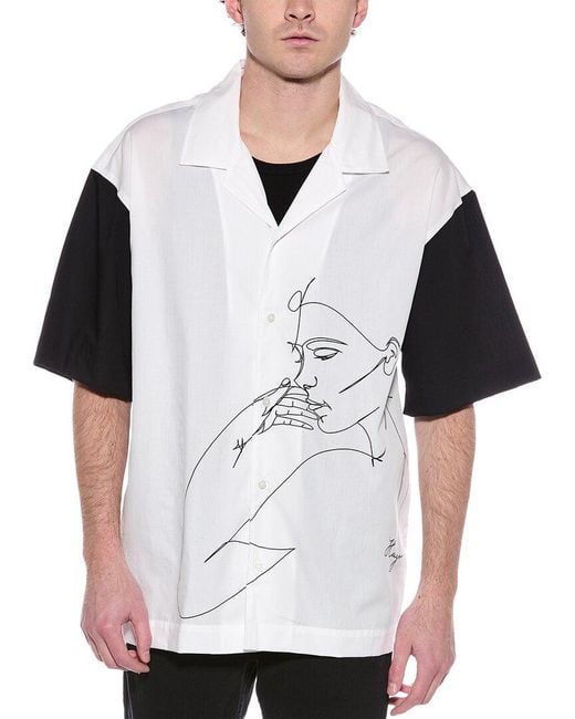 Boss White Cuban Collar Shirt for men