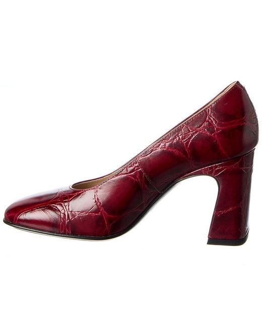 Tod's Red Croc-embossed Leather Pump